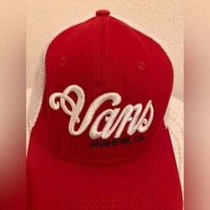 Vans red and white cap small-medium used condition